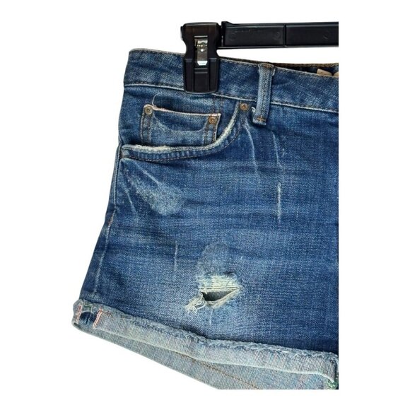 Zara Woman Shorts Women 4 Blue Premium Selvedge Denim Distressed Jean Shorts - Picture 3 of 10